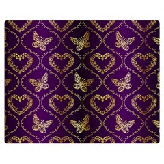 Flower Butterfly Gold Purple Heart Love Double Sided Flano Blanket (medium)  by Mariart