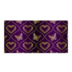 Flower Butterfly Gold Purple Heart Love Satin Wrap by Mariart