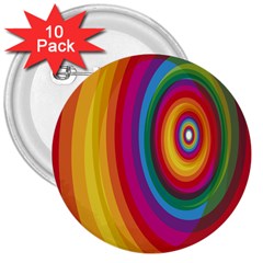 Circle Rainbow Color Hole Rasta 3  Buttons (10 Pack)  by Mariart