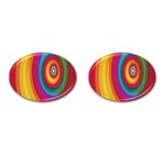 Circle Rainbow Color Hole Rasta Cufflinks (Oval) Front(Pair)