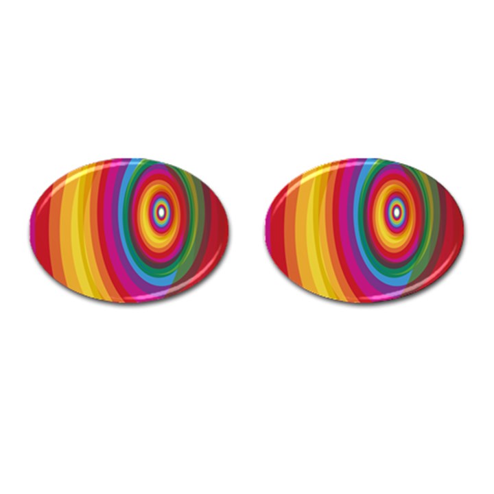 Circle Rainbow Color Hole Rasta Cufflinks (Oval)