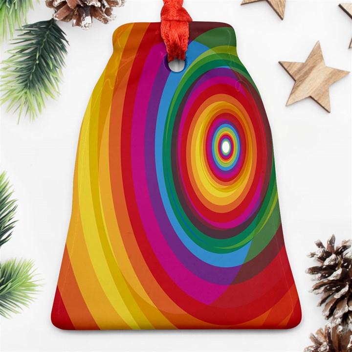 Circle Rainbow Color Hole Rasta Bell Ornament (Two Sides)