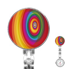 Circle Rainbow Color Hole Rasta Stainless Steel Nurses Watch by Mariart