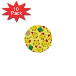 Animals Yellow Chicken Chicks Worm Green 1  Mini Buttons (10 pack)  Front