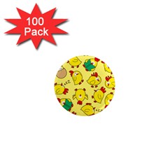 Animals Yellow Chicken Chicks Worm Green 1  Mini Magnets (100 Pack)  by Mariart