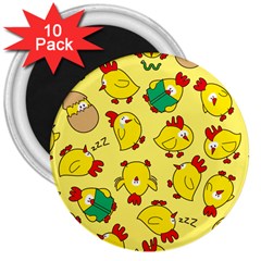 Animals Yellow Chicken Chicks Worm Green 3  Magnets (10 Pack)  by Mariart