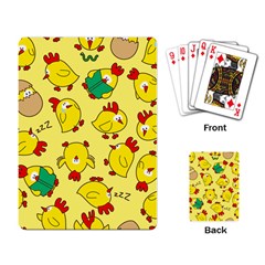 Animals Yellow Chicken Chicks Worm Green Playing Card by Mariart