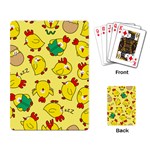 Animals Yellow Chicken Chicks Worm Green Playing Card Back