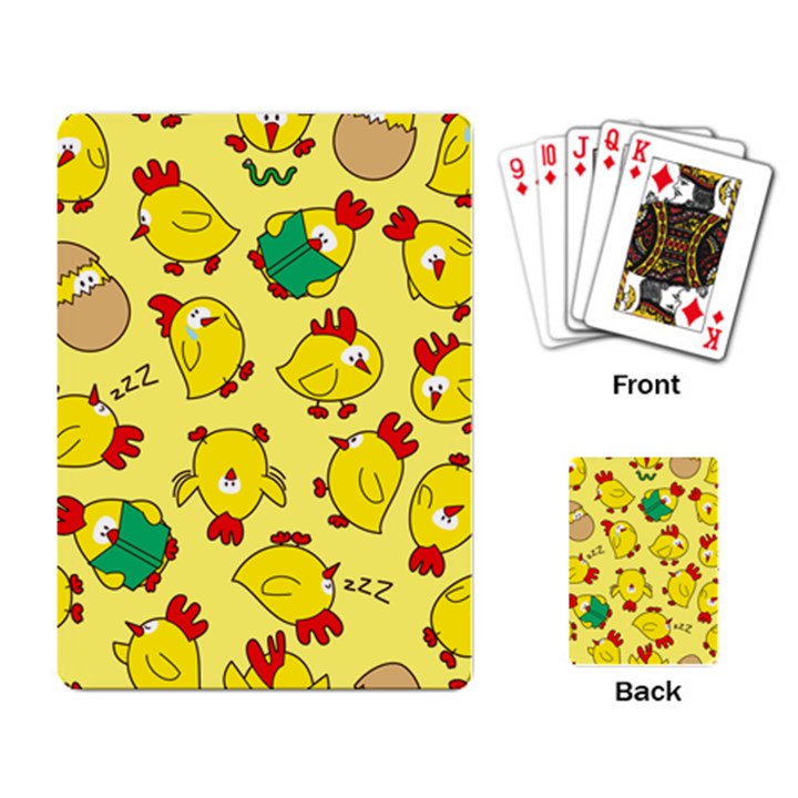 Animals Yellow Chicken Chicks Worm Green Playing Card