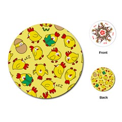 Animals Yellow Chicken Chicks Worm Green Playing Cards (round)  by Mariart