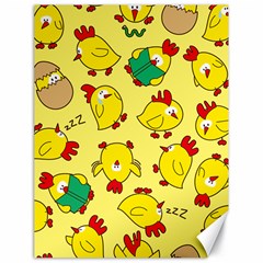 Animals Yellow Chicken Chicks Worm Green Canvas 18  X 24   by Mariart