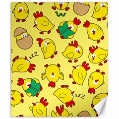 Animals Yellow Chicken Chicks Worm Green Canvas 20  X 24   by Mariart