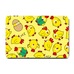 Animals Yellow Chicken Chicks Worm Green Small Doormat  by Mariart