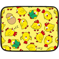 Animals Yellow Chicken Chicks Worm Green Fleece Blanket (mini) by Mariart