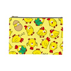 Animals Yellow Chicken Chicks Worm Green Cosmetic Bag (large)  by Mariart