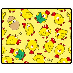 Animals Yellow Chicken Chicks Worm Green Fleece Blanket (medium) 