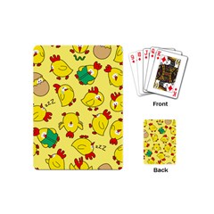 Animals Yellow Chicken Chicks Worm Green Playing Cards (mini)  by Mariart