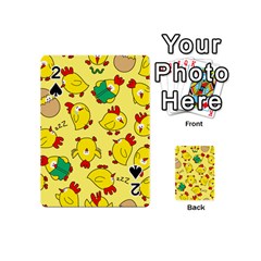 Animals Yellow Chicken Chicks Worm Green Playing Cards 54 (mini)  by Mariart