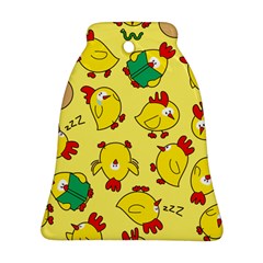 Animals Yellow Chicken Chicks Worm Green Ornament (bell) by Mariart