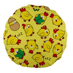 Animals Yellow Chicken Chicks Worm Green Large 18  Premium Round Cushions by Mariart