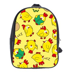 Animals Yellow Chicken Chicks Worm Green School Bags (xl)  by Mariart