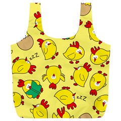 Animals Yellow Chicken Chicks Worm Green Full Print Recycle Bags (l)  by Mariart