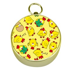 Animals Yellow Chicken Chicks Worm Green Gold Compasses by Mariart