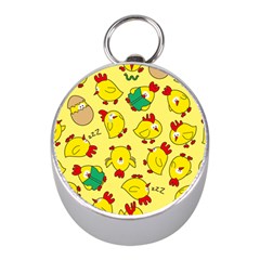 Animals Yellow Chicken Chicks Worm Green Mini Silver Compasses by Mariart