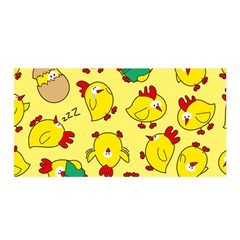 Animals Yellow Chicken Chicks Worm Green Satin Wrap by Mariart