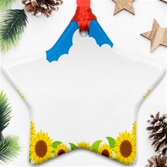 Cloud Blue Sky Sunflower Yellow Green White Ornament (star) by Mariart