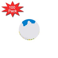 Cloud Blue Sky Sunflower Yellow Green White 1  Mini Buttons (100 Pack)  by Mariart