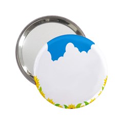 Cloud Blue Sky Sunflower Yellow Green White 2 25  Handbag Mirrors by Mariart