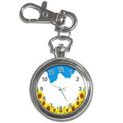 Cloud Blue Sky Sunflower Yellow Green White Key Chain Watches by Mariart