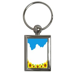 Cloud Blue Sky Sunflower Yellow Green White Key Chains (rectangle)  by Mariart