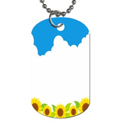 Cloud Blue Sky Sunflower Yellow Green White Dog Tag (one Side) by Mariart