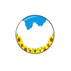 Cloud Blue Sky Sunflower Yellow Green White Hat Clip Ball Marker (10 Pack) by Mariart