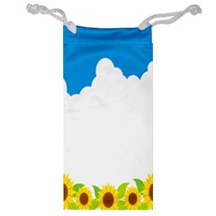 Cloud Blue Sky Sunflower Yellow Green White Jewelry Bag by Mariart