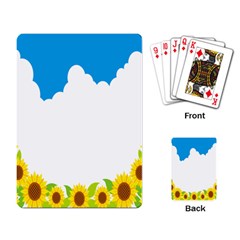 Cloud Blue Sky Sunflower Yellow Green White Playing Card by Mariart