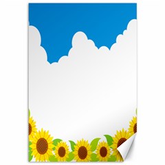 Cloud Blue Sky Sunflower Yellow Green White Canvas 12  X 18   by Mariart