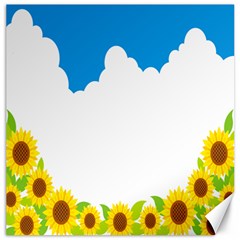 Cloud Blue Sky Sunflower Yellow Green White Canvas 16  X 16   by Mariart