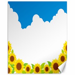 Cloud Blue Sky Sunflower Yellow Green White Canvas 16  X 20   by Mariart