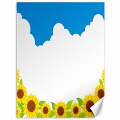 Cloud Blue Sky Sunflower Yellow Green White Canvas 36  X 48   by Mariart