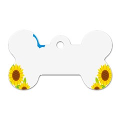 Cloud Blue Sky Sunflower Yellow Green White Dog Tag Bone (one Side) by Mariart