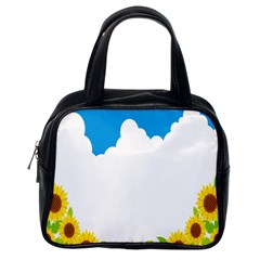 Cloud Blue Sky Sunflower Yellow Green White Classic Handbags (one Side) by Mariart