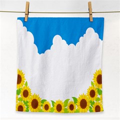 Cloud Blue Sky Sunflower Yellow Green White Face Towel by Mariart