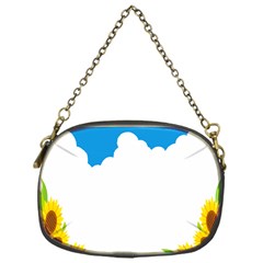 Cloud Blue Sky Sunflower Yellow Green White Chain Purses (one Side)  by Mariart