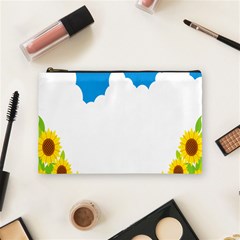 Cloud Blue Sky Sunflower Yellow Green White Cosmetic Bag (medium)  by Mariart