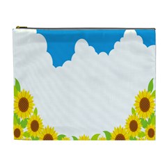 Cloud Blue Sky Sunflower Yellow Green White Cosmetic Bag (xl) by Mariart