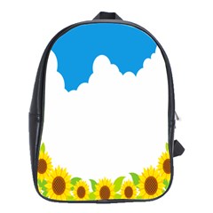 Cloud Blue Sky Sunflower Yellow Green White School Bags(large)  by Mariart