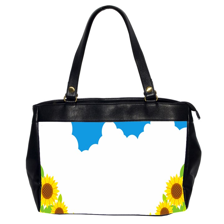 Cloud Blue Sky Sunflower Yellow Green White Office Handbags (2 Sides) 